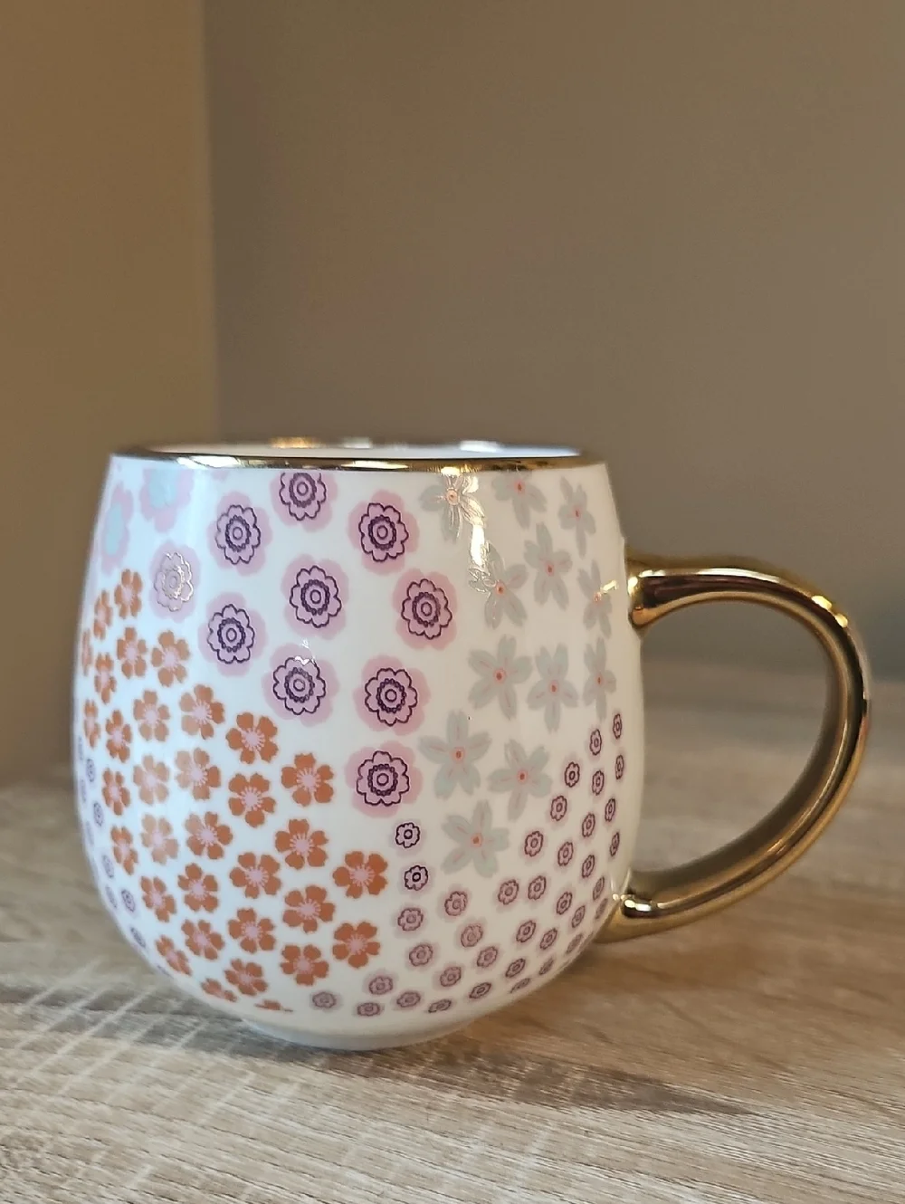 Thyme & Table Floral New Bone China Gold Highlights Mug